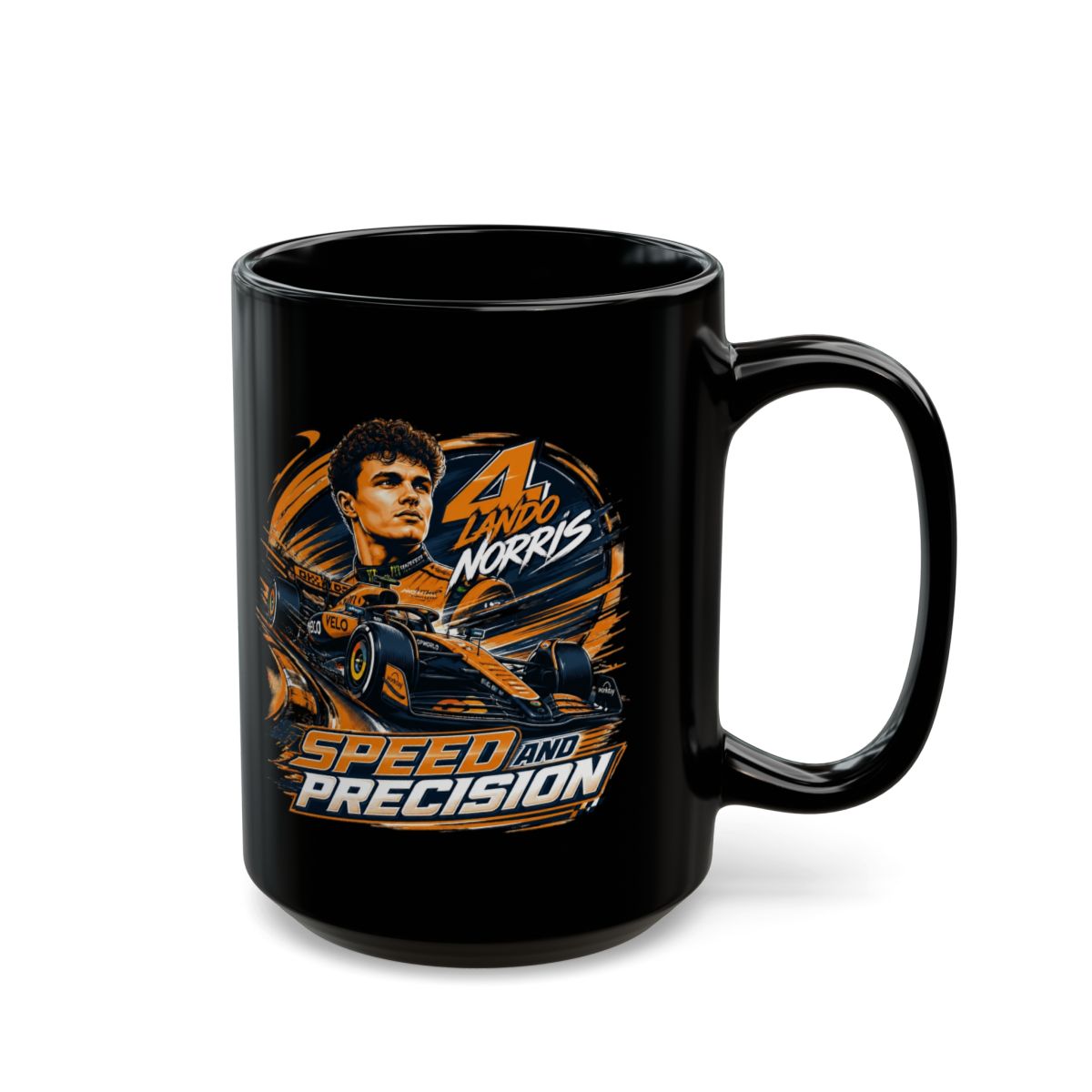 Lando Norris "Speed and Precision" Black Mug - alternate angle 5, merchandise
