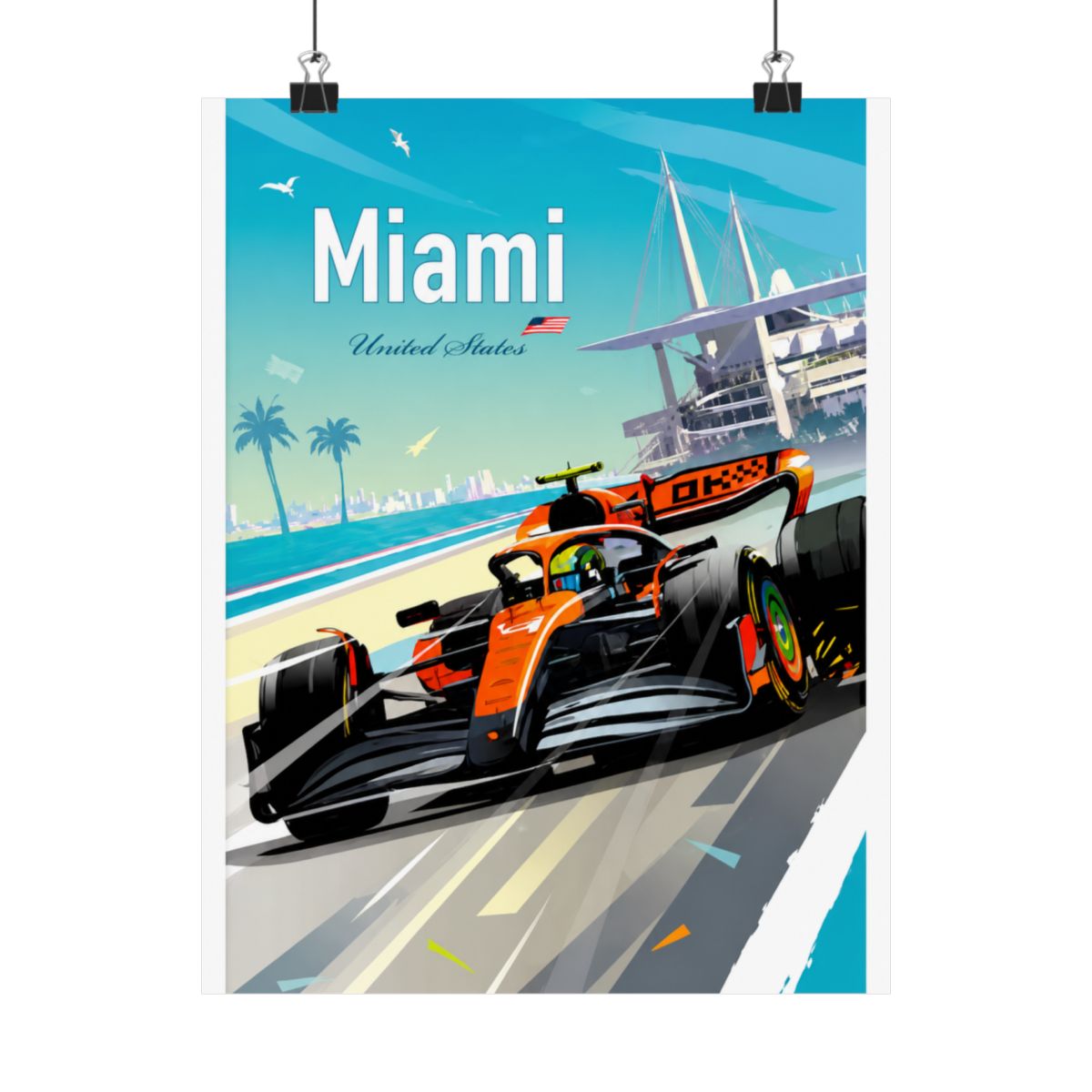 Miami F1 Poster – Lando Norris McLaren Wall Art, Formula 1 Racing Gift, Motorsport Print - alternate angle 3, merchandise