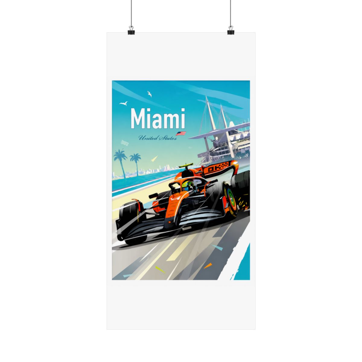 Miami F1 Poster – Lando Norris McLaren Wall Art, Formula 1 Racing Gift, Motorsport Print - alternate angle 4, merchandise