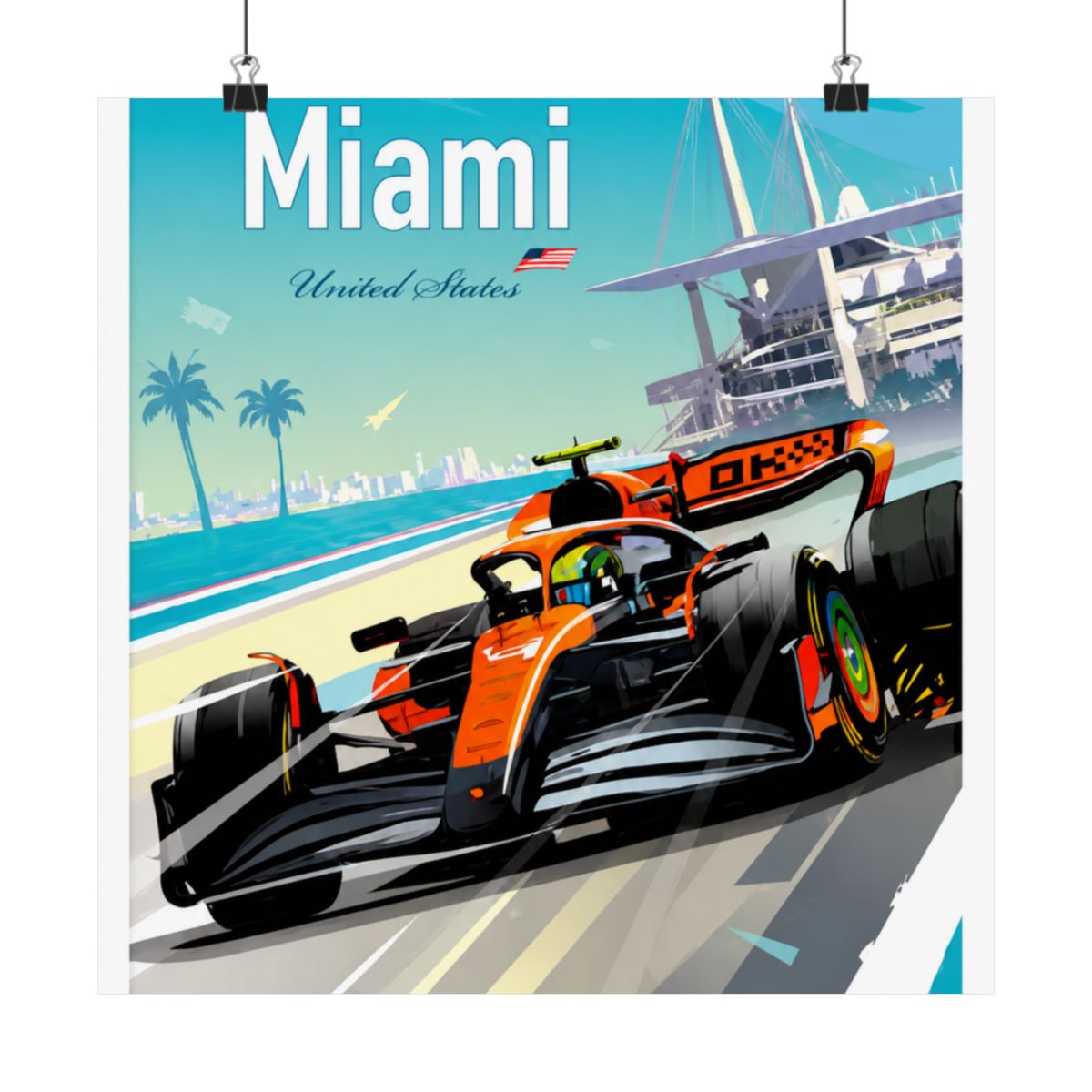 Miami F1 Poster – Lando Norris McLaren Wall Art, Formula 1 Racing Gift, Motorsport Print - alternate angle 5, merchandise